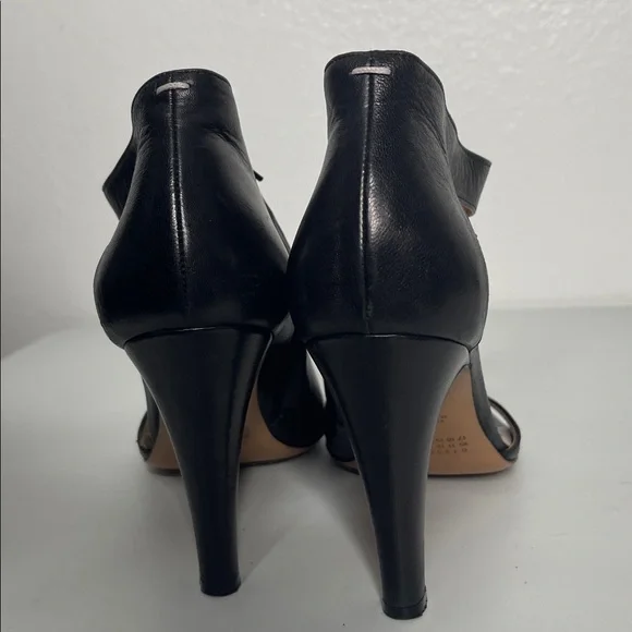 MM6 Maison Margiela Leather Black Heel Zip Sandals Size EUR 40 US 10 - Picture 4 of 8